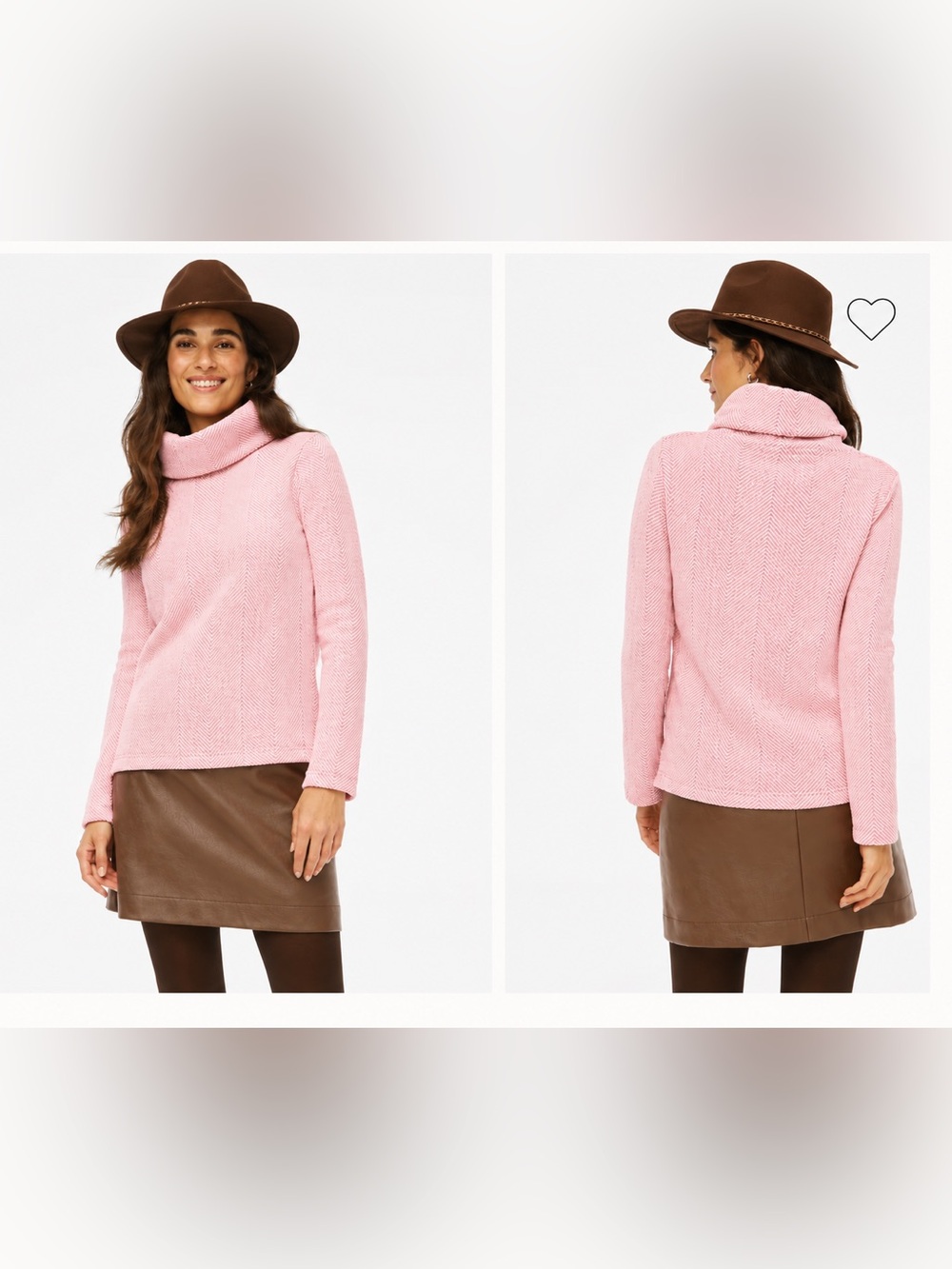 J.Crew Factory Funnelneck Herringbone Pullover Pink Ivory S